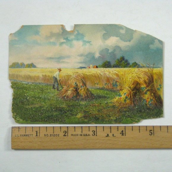 Benjamin Franklin 1 Cent Green US Stamp Postcard 1909 Tuck Harvesting Hay USED - Picture 4 of 5